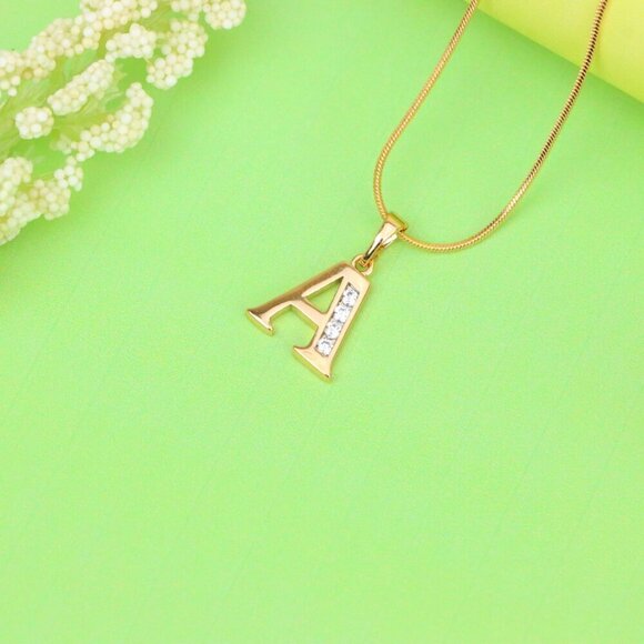 "Rose Gold Letter A Pendant with Crystals – 18K Gold Plated Charm, XPPT1350 - Picture 8 of 12